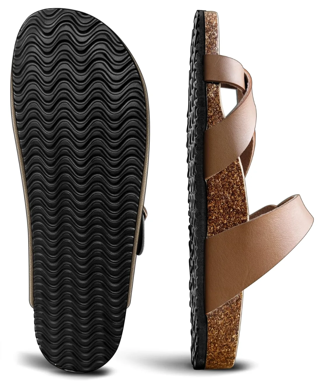 KEMISANT Suede Slide Sandals in Tawny, view 3