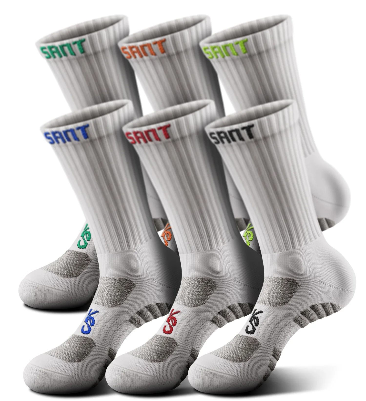 KEMISANT Terry Sole Crew Socks in Creamy White, 6-pack