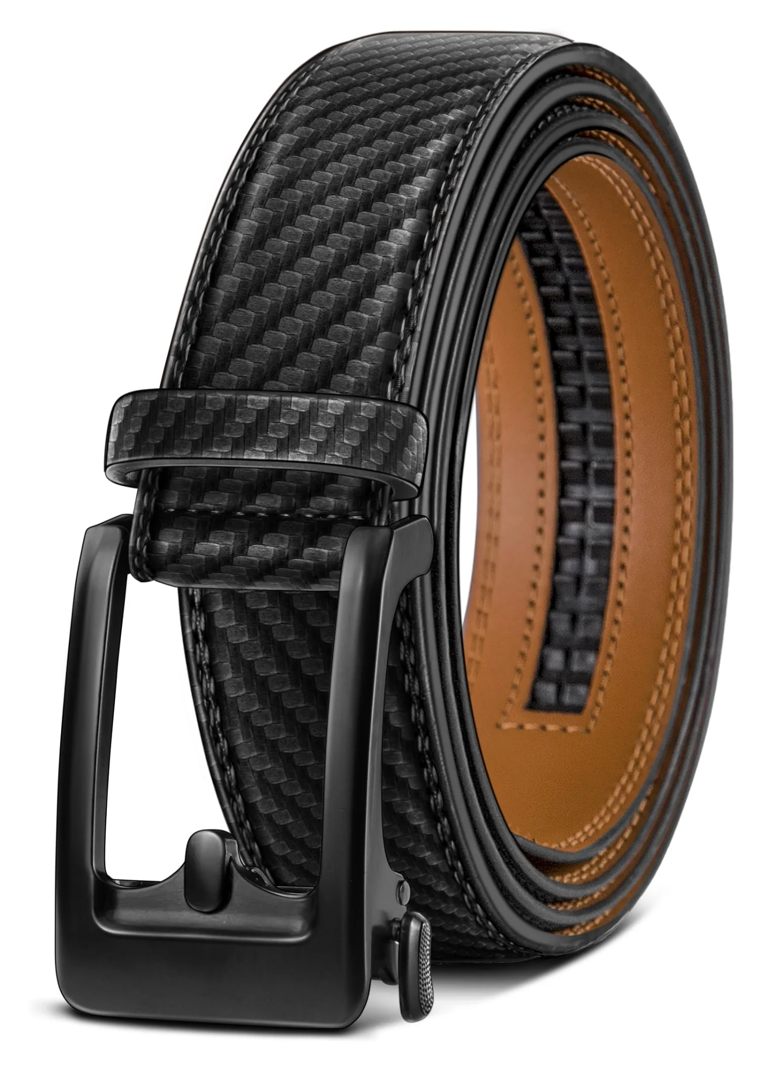KEMISANT True-to-Size Ratchet Leather Belt in Black